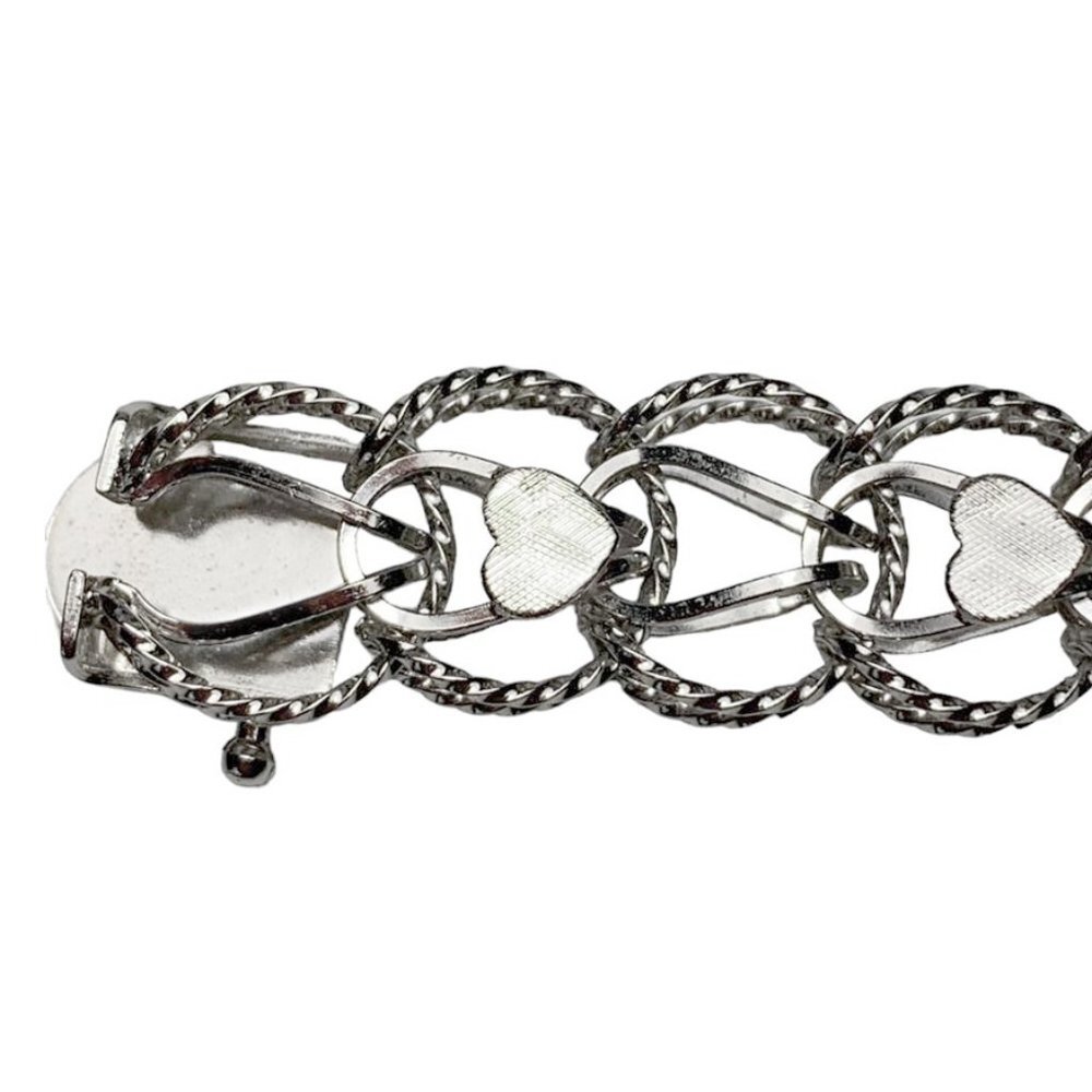 VINTAGE 1950's Sterling CFC Silver Chain Link Heart Bracelet - Picture 4 of 6